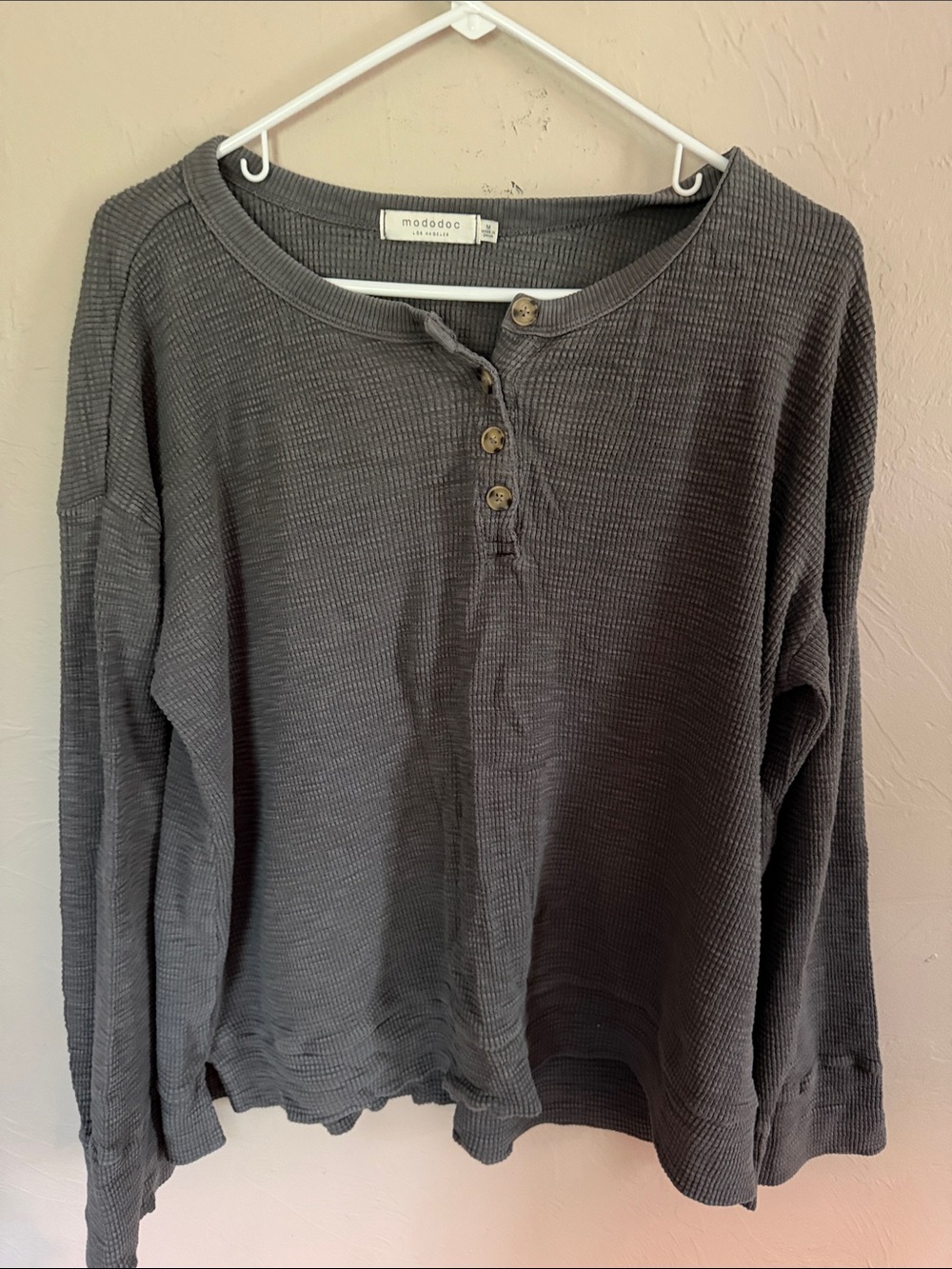 Mododoc LA Charcoal Waffle Henley